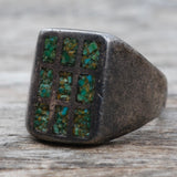 Vintage Sterling Crushed Turquoise Inlay Ring 8