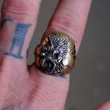 Vintage Sterling and Copper Eagle Ring 9.5