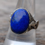 Vintage Sterling Lapis Eagle Ring 9