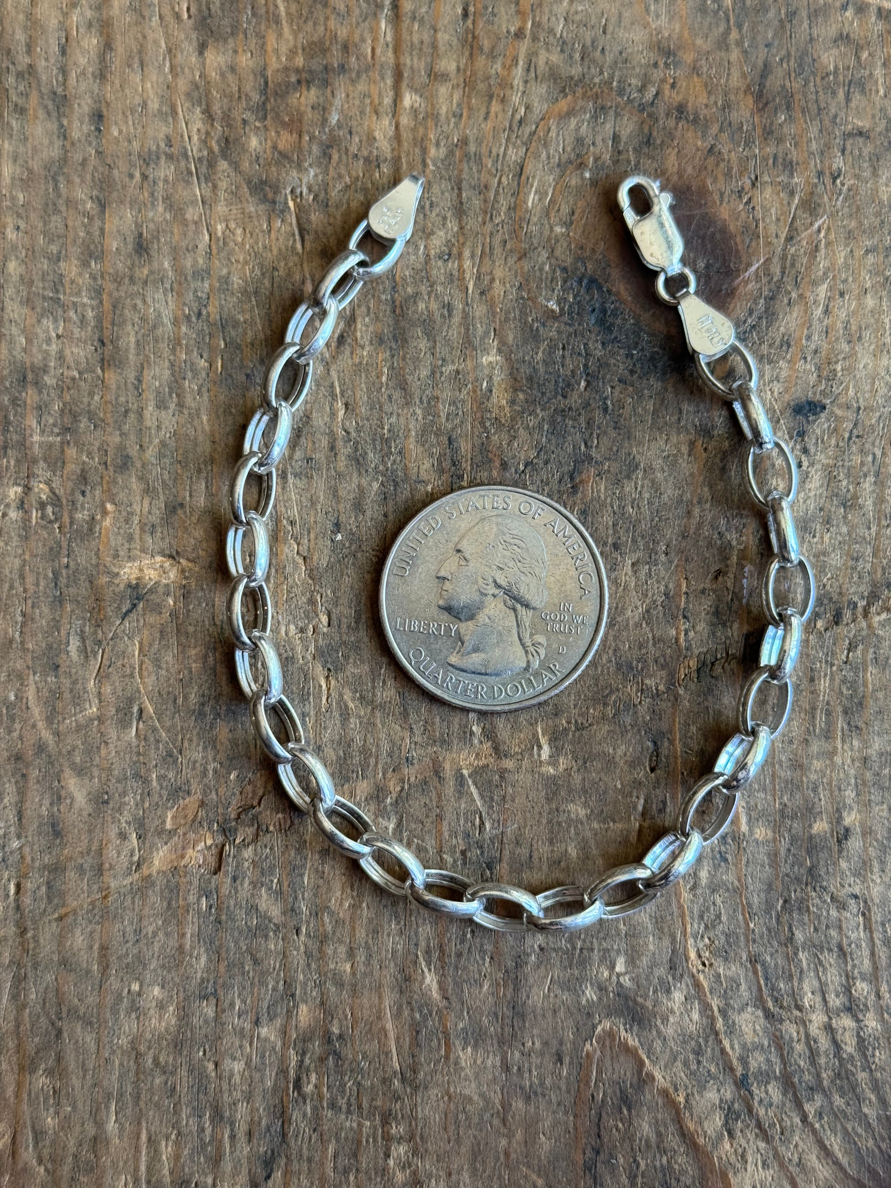 Vintage Sterling Silver Oval Cable Chain 7.5"