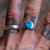 Vintage Sterling Turquoise Stamped Band Ring 10.75