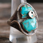Vintage Sterling Turquoise Snake Ring 10.5