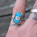 Vintage Sterling Effie Turquoise Snake Ring 5.75