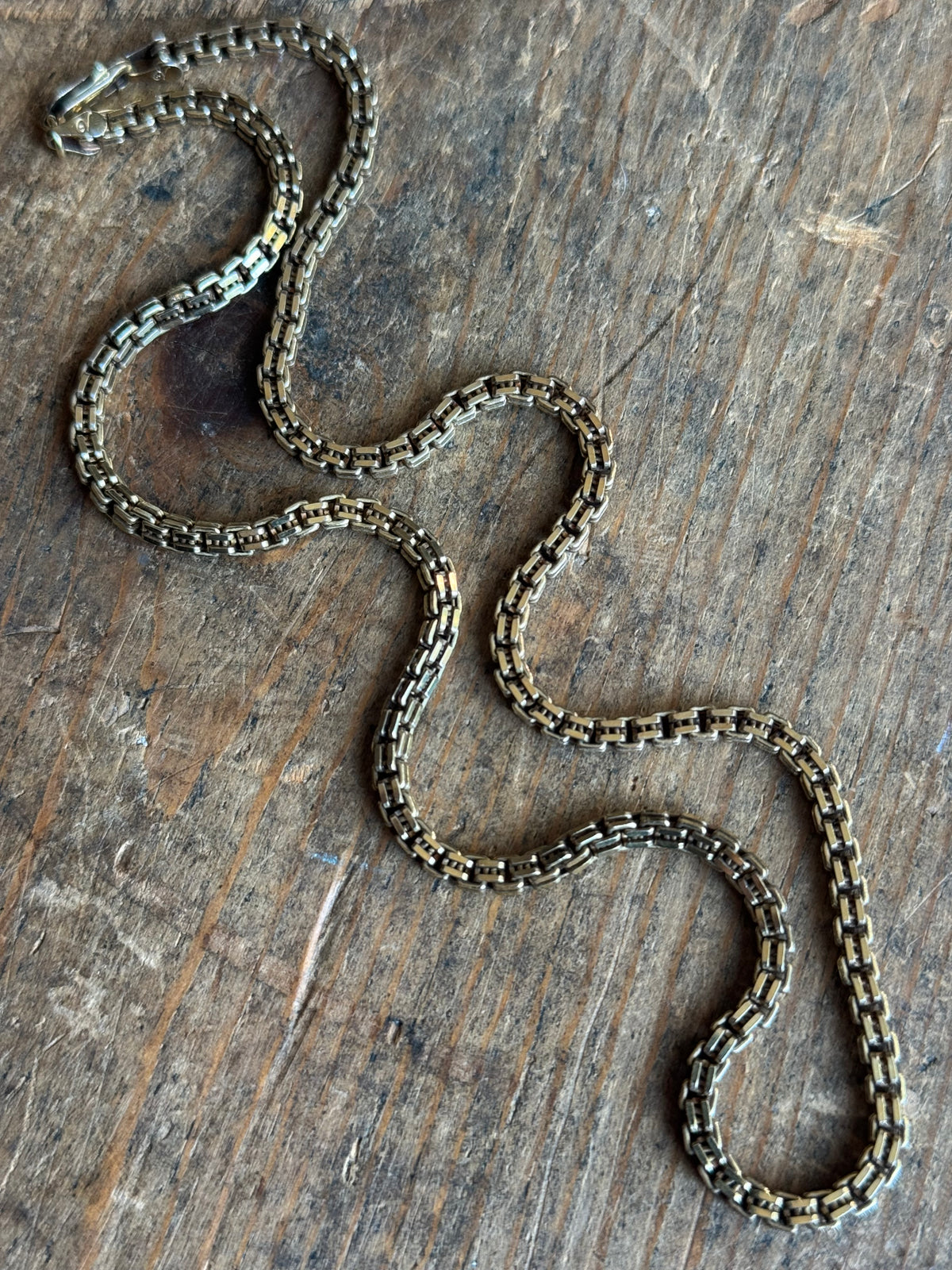 Vintage Sterling Silver 18” Gold Tone Box Chain