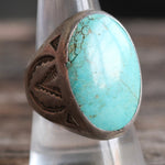 Vintage Sterling Turquoise V for Victory Ring 10