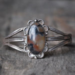 Vintage Sterling Agate Stamped Cuff