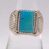Vintage Sterling Turquoise Stamped Band Ring 7.75