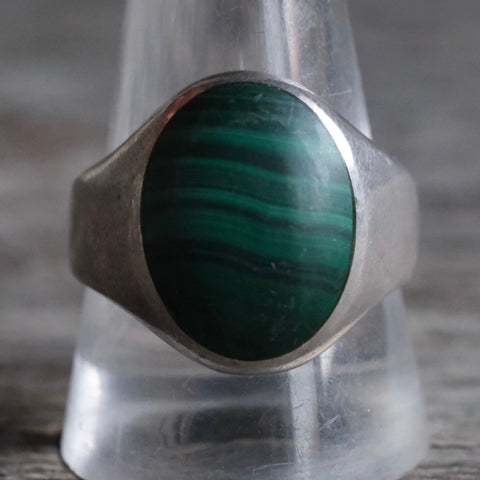 Vintage Sterling Malachite Ring 11.75