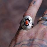 Vintage Sterling Coral Shadowbox Ring 6