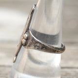 Vintage Sterling Turquoise and Coral Thunderbird Ring 8.75