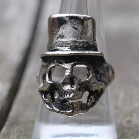 Vintage White Bronze Biker Ring 9.25