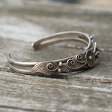 Vintage STerling Silver Blossom Feather Cuff