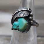 Vintage Sterling Turquoise Feaster Ring 5.75