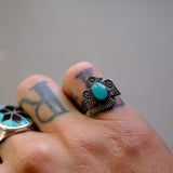 Vintage Sterling turquoise Thunderbird Ring 5.5