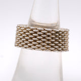 Vintage Sterling Woven Chain Ring 6.75