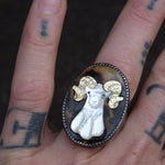 Vintage Sterling Zuni Inlay Ram Ring 10