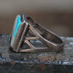 Vintage Sterling Inlay Ring 8.25