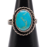 Vintage Sterling Turquoise Roper Ring 4