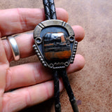 Vintage Sterling Petrified Wood Bolo Tie