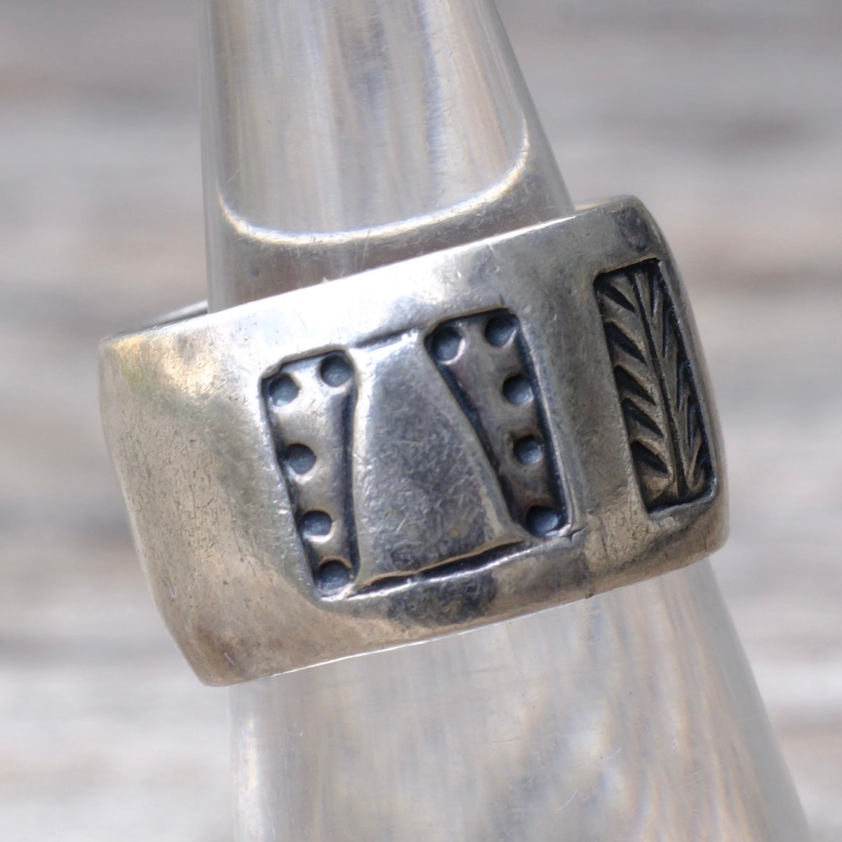 Vintage Sterling Chunky Stamped Band Ring 5