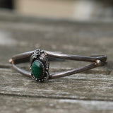 Vintage Sterling Malachite Feather Cuff