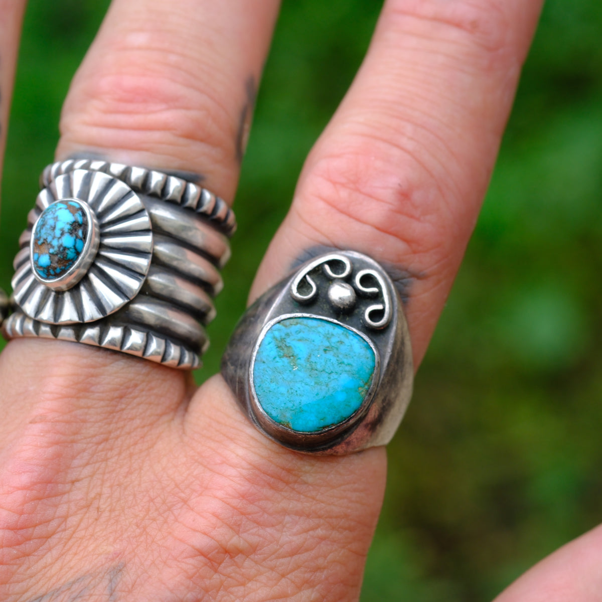 Vintage Sterling Turquoise Ring 10.75