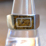 Vintage Sterling Tigers Eye Chip Inlay Ring 10.75