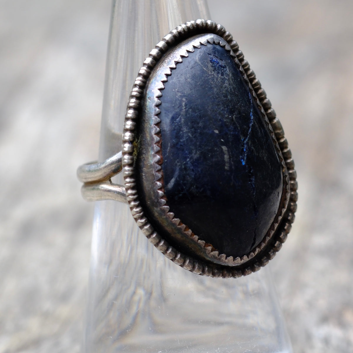 Vintage Sterling Lapis Ring 6.5