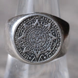 Vintage Sterling Aztec Calendar Signet Ring 8