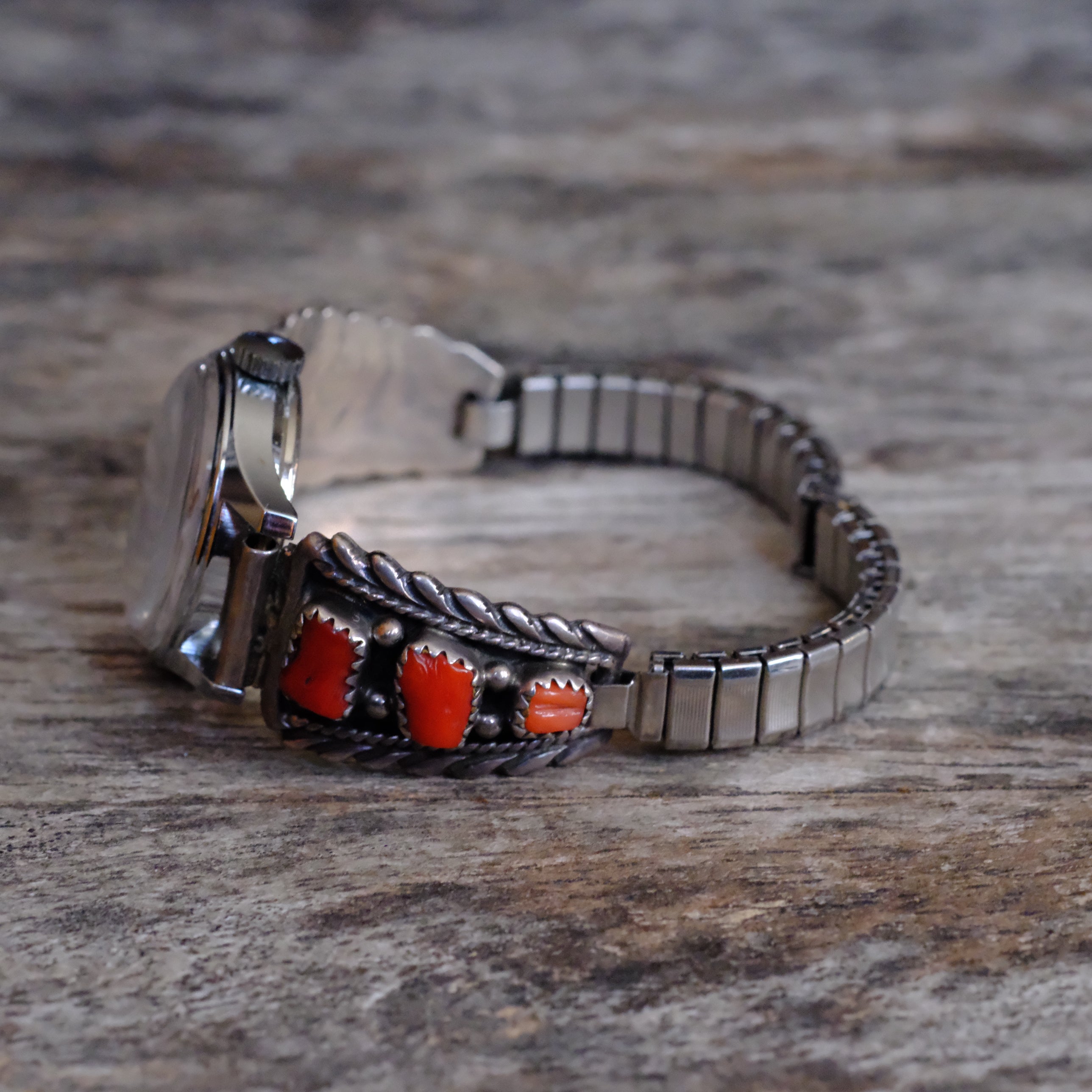 Vintage Sterling Coral Ladies Watch