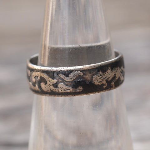 Vintage Sterling Engraved Floral Band Ring 5.75