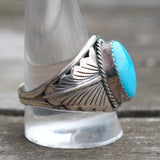 Vintage Sterling Turquoise Feather Ring 12.75