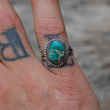 Vintage Sterling Turquoise Roper Ring 6