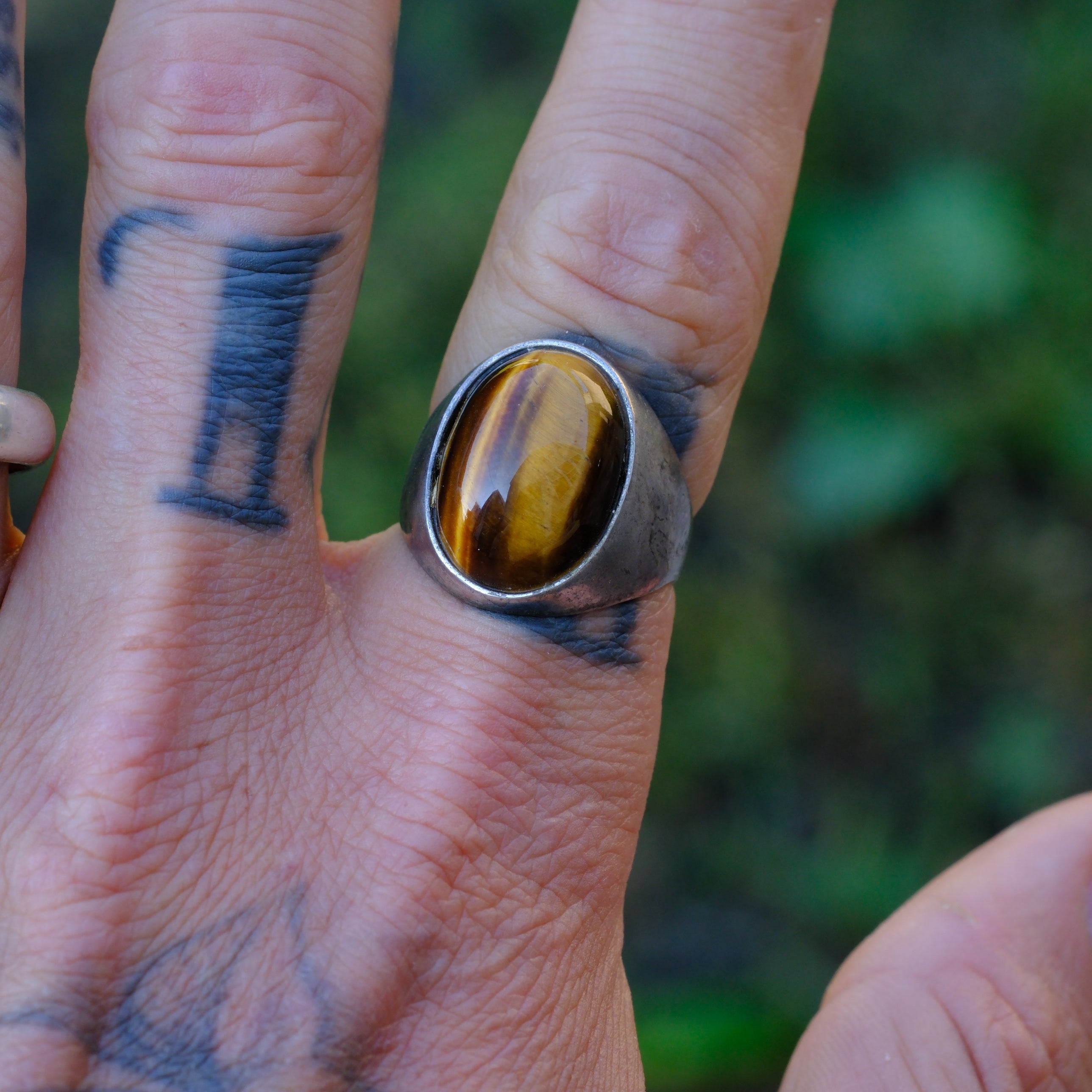 Vintage Sterling Tigers Eye Ring 9