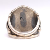 Vintage Sterling Turquoise Ribbed Band Ring 10.25