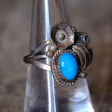 Vintage Sterling Turquoise Feather Ring 7
