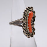 Vintage Sterling Coral Ring 6