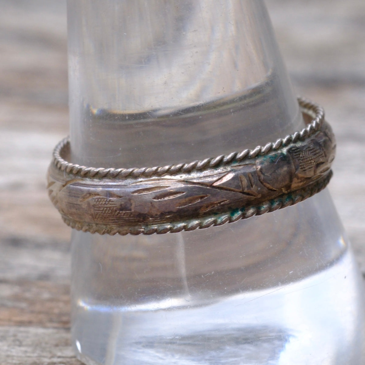 Vintage Sterling Silver Scroll Band Ring 10.75