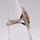 Vintage Sterling Coral Shadowbox Ring 6