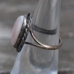 Vintage Sterling Mother Of Pearl Roper Ring 4.25