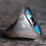 Vintage Sterling Turquoise and Shell Inlay Ring 10
