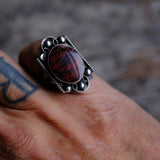 Vintage Sterling Petrified Wood Ring 6.5