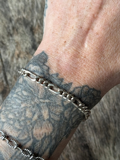 Vintage Sterling Silver Figaro Chain Bracelet