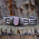 Vintage Sterling Mother Of Pearl Cuff Bracelet