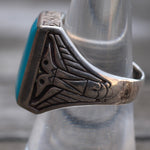 Vintage Sterling Turquoise Stamped Band Ring 7.75