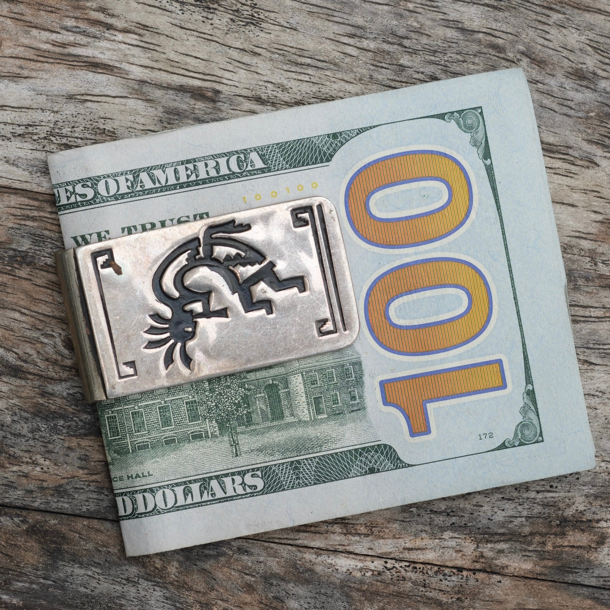 Vintage Sterling Overlay Kokopelli Money Clip