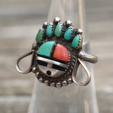 Vintage Sterling Zuni Inlay Sunface Ring 6.25