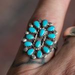 Vintage Sterling Turquoise Cluster Ring 6