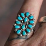Vintage Sterling Turquoise Cluster Ring 6