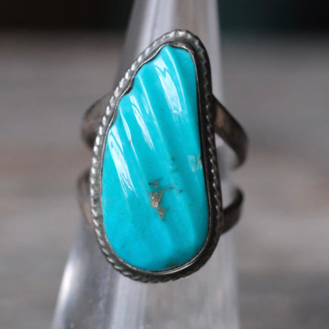 Vintage Sterling Turquoise Ring 5.25